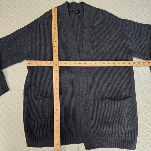 Quince Organic Cotton Charcoal Gray Oversized Open Front Cardigan Sweater M - Picture 6 of 8
